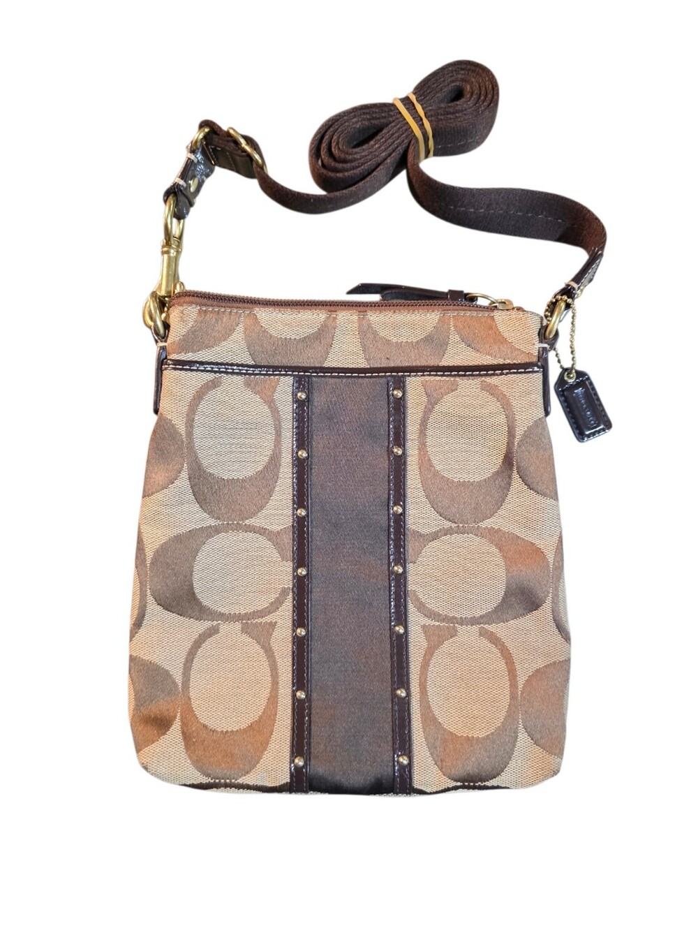 Coach Signature Canvas Crossbody in Brown and Tan